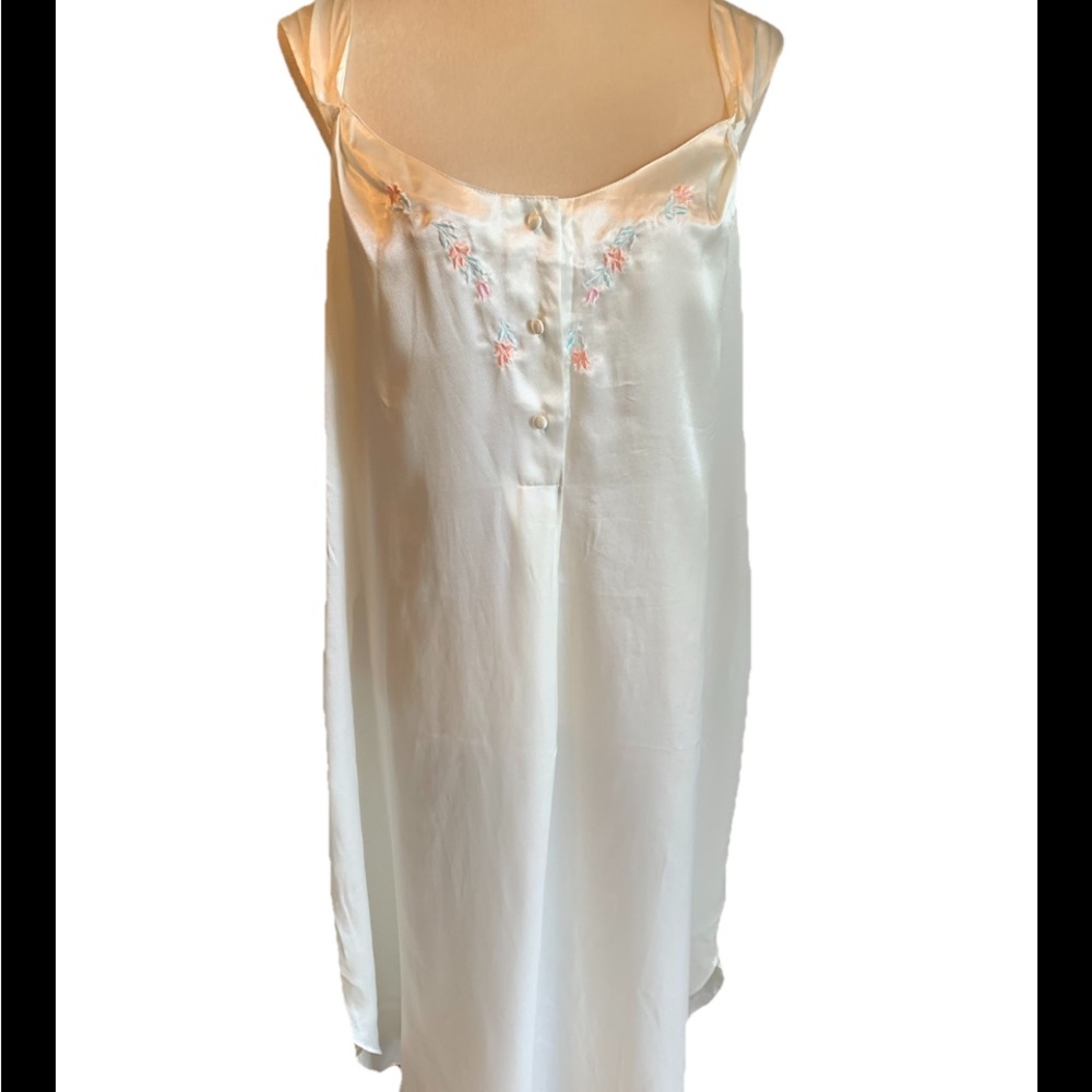 Vintage Barbizon Satin Nightgown Ivory XL | Silky Lingerie Sleepwear